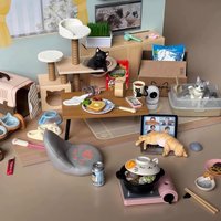 Cat Daily Life Miniatures Dollhouse Decoration Playset Blind Box Kawaii Anime Action Figure Collect Ornaments Surprise Gifts