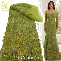 Green Luxury 3D African High-end Beaded Embroidery Lace 2026 Nigerian French Sequin Lace Fabric Women's Wedding Party Dresses
