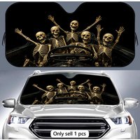 Skeleton Family Sun Visor Aluminum Foil Windshield Sunshade with Reflective UV Block Heat Insulation Foldable Universal Fit