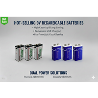 Hot selling,high capacity,usb-c fast charging,9V Li-ion rechargeable Battery series