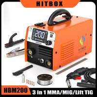 HITBOX HBM200 Halbautomatische Gaslose MIG-Schweißmaschine 3-in-1 ARC/MIG/Lift TIG Tragbarer Heim-Inverter-Schweißer Synergy Tool