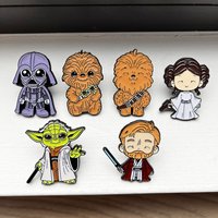 6pcs Star Wars Enamel Pins Set - Darth Vader Yoda & Classic Characters Cool Metal Badges Brooches for Women Men - Backpack Decor