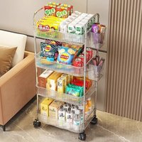 Transparent acrylic living room floor standing multi-layer trolley storage rack, movable bathroom bedroom storage rack