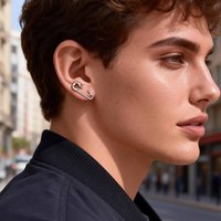 Vnox Silver Color Safety Pin Stud Earrings, Copper Left/Right Punk Cartilage Earring for Men Women Unisex Jewelry Gift