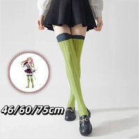 Creative 46/60/75cm Anime Cartoon Thigh Socks Yellow Green Striped Long Tube Socks Green Striped Women Knee Socks Stockings