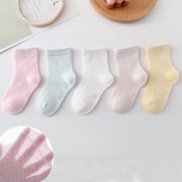 Mesh Thin Children's Socks Spring Summer Girls' Pure Cotton Mid tube Socks Children's Baby Solid Color Casual Breathable Socks S