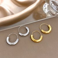 Glossy Stainless Steel Geometric Circle Earrings for Women Fashion Simple Gold Silver Color Hoop Earrings Waterproof Jewelry