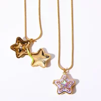 LATS Stars Lockets Pendant Necklace for Women Gold Color Photo Box Charm Necklaces Personality Jewelry Couple Gift