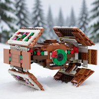 MOC Gingerbread Titanium Falcon Gighter Jet Snowspeeder Rebel Fighter Model Building Blocks Assembly Xmas Festival Party Gifts
