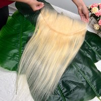13x6 HD Invisible Lace Frontal #613 Blonde Colored Straight Human Hair Preplucked Hairline Bleached Knots 100% Raw Virgin Hair