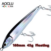 AOCLU-Hard Bait Wobbler, Floating Pencil Stick, Heavy Long Distance Casting, Suitable for Fresh Sea Water Fishing, 160mm, 45g