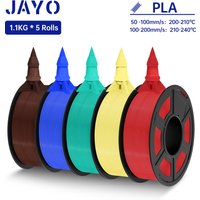 JAYO PLA-Filament, 1,75 mm, 5 Rollen, 3D-Drucker-Filament, PLA, 100 % keine Blase, für FDM, farbenfrohes 3D-Druckmaterial, DIY-Geschenk