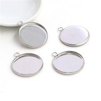 ( No Fade ) 10pcs 20mm Inner Size Stainless Steel Material Simple Style Cabochon Base Cameo Setting Charms Pendant Tray (D3-31)