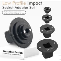 Low-Profile Impact Socket Adapter Set 3/4 to 1,1/2 to 3/4,1/2 to 3/8,1/4 to 3/8 Drive Ratchet Adapter 4 Pcs Socket Adapter Set
