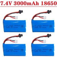 3.0Ah With SM Plug 7.4V 18650 Battery for WPL U12A S033g Q1 H101 H103 Rc Boats Cars Tanks Parts 2S 7.4V Lipo Battery