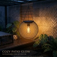 Outdoor Solar Lantern Lights Hanging Candle Holder with Solar Lights Waterproof Chandelier for Patio Backyard Pergola Decor