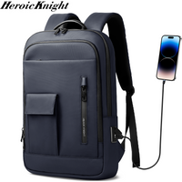 Heroic Knight Multifunctional Laptop Backpack Stylish Men Classic USB Charging Business Backpack Waterproof Slim Work Backpack