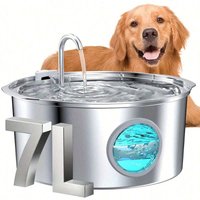 7L Large Capacity Smart 304 Stainless Steel Dog Water Fountain Or Filter,Water Fountain Feeder with Window, Silent, USB Powered