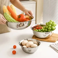 Large Capacity Salad Bowls 304 Stainless Steel Mixing Bowls Lamian Noodles Bowl Fruit Vegetable Food Container Kitchen Tableware
