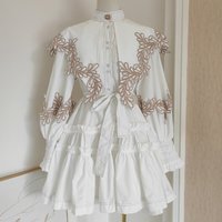 Embroidered tied bow A-line shirt dress women vestido chique elegante krótkie sukienki