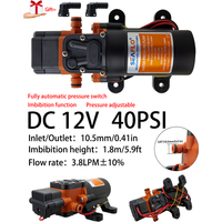 Small DC12V 40PSI Motorhome Booster Diaphragm Pump Boat Self-priming Pump, High Pressure Cleaning, Irrigation, Beverage Machine