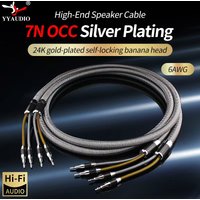 YYAUDIO HIFI Silver Plating Speaker Cable High-end 7N OCC Speaker Wire For Hi-fi Systems Amplifier Banana Plug Speaker Cable