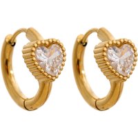 Yhpup Stainless Steel Cubic Zirconia Heart Hoop Earrings for Women High Quality Delicate Romantic Daily Fashion Jewelry Gift