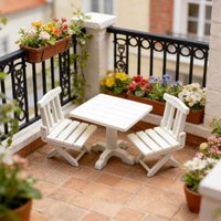 3 pcs 1:12 scale set of furniture and tables, including miniature items for doll houses, mini living rooms, outdoor camping
