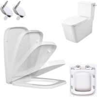Soft-close toilet seat with quick-release function Square toilet seat 360° Simple top fixing with adjustable hinge