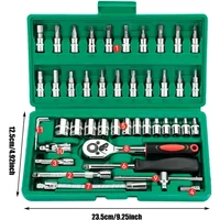 46pc Drive Socket Set 1/4 inch Ratchet Wrench Set Mechanic Tool Kits for Auto Repair Hous with Sockets Metric Hex Bit Socket Set
