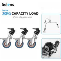 Selena 3Pcs 25/30mm Heavy Duty Professional 360 Swivel Castor Wheel For C-Stand Light Stand Wheels Photography Accessories