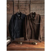 Non Stock Men's Zip-Up Corduroy Jacket Vintage Workwear Unlined Cotton Cossack Jacket