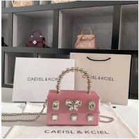 Fashion Satin Square Box Crystal Rhinestone Diamond Evening Bag Wedding Party Clutch Purse Luxury Banquet Bag Crossbody Bag