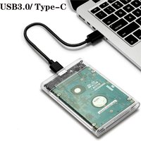 New Up to 5Gbps 2.5 inch External Hard Drive Enclosure, Transparent Tool-Free USB 3.0 Type-C to SATA SSD Adapter for Mac/PC Box