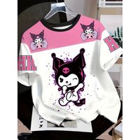 Summer 2026 Sanrio Kuromi "Devil Blinks Bat" 3D Printed Oversized T-shirt, Casual, Comfortable and Loose