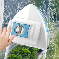 Window Cleaner Brush New Magnetic Double-Side Automatic Water Discharge Wiper Glass Window Brush Cleaning Household Tools Blue