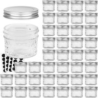 Mason Jars Canning Jars,4 oz Jelly Jars With One Piece Regular Lids,Ideal for Jam,Honey,Wedding Shower Favors,DIY Spice Jars