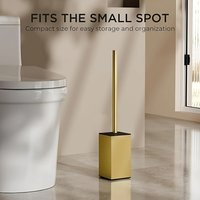 304 Stainless Steel Standing Toilet Brush Holde Bathroom Black Square Clean Tool With Toilet Brush Toilet Cleaning Accessories