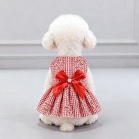 Kawaii Vertical Striped Summer Pet Clothes Soft with Bow Pet Dog Skirt Elastic Thin Dog Princess Dress