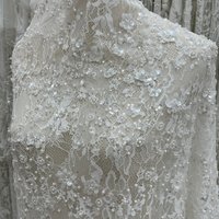 Simple and Unique Sequin Beaded Lace Embroidery Suitable for Wedding Gowns Formal Dresses Women's Lace Fabric