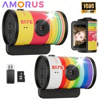 Retro Digital Camera 1.47Inch IPS Screen 1080P HD Video Recording Portable Film Keychain Camera CCD Keychain Camera Thumb Camera