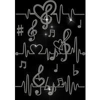 Music Note Rhinestone Iron on Hotfix Rhinestone Heartbeat Transfer Applique Heat Transfer Decal Clothing Repair Patch
