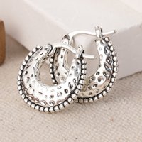 Vintage Hammered Hoop Earrings For Women Trendy Simple Strip Round Earring Jewelry Party Accessories Ethnic Style