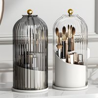 2pcs/set Cosmetic Storage Box Plastic With Lid Dust-proof Divided Desktop Organizer For Makeup And Lipsticks