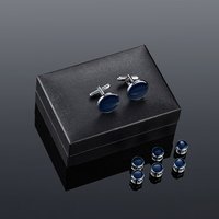 Solid Men's Cufflinks Studs Set For Tuxedo Minimalist Navy Blue Man Shirt Cufflinks For Mens Father Husband Guests Gifts For Wed