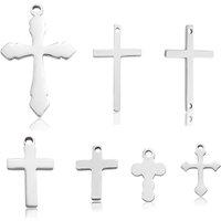 20pcs/lot Stainless Steel Cross Charms Pendants For Jewelry Making Christian Cross Jewelry Making Charms Connector Accessories