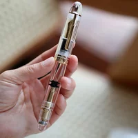 Smooth MAJOHN P140 NO.8 F/M Nib Acrylic Piston Huge Transparent Fountain Pen Ebonite Feed Large Capacity Ink Writing Luxury Pen