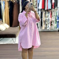 Vintage Oversized Striped Shirts Women's Blouses Loose Casual Fashion Lapel Single-Breasted Top for Spring Lady Streetwear