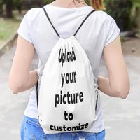 Customized Photo Drawstring Backpack Lightweight Shoulder Bag for Travel Hiking Picnic Party Favors Gift for Family Friends