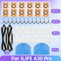 Kompatybilne z (ILIFE A30 Pro) Części zamienne do odkurzacza Szczotka główna Szczotki boczne Filtr HEPA Ścierka do mopa Worek na kurz Akcesoria